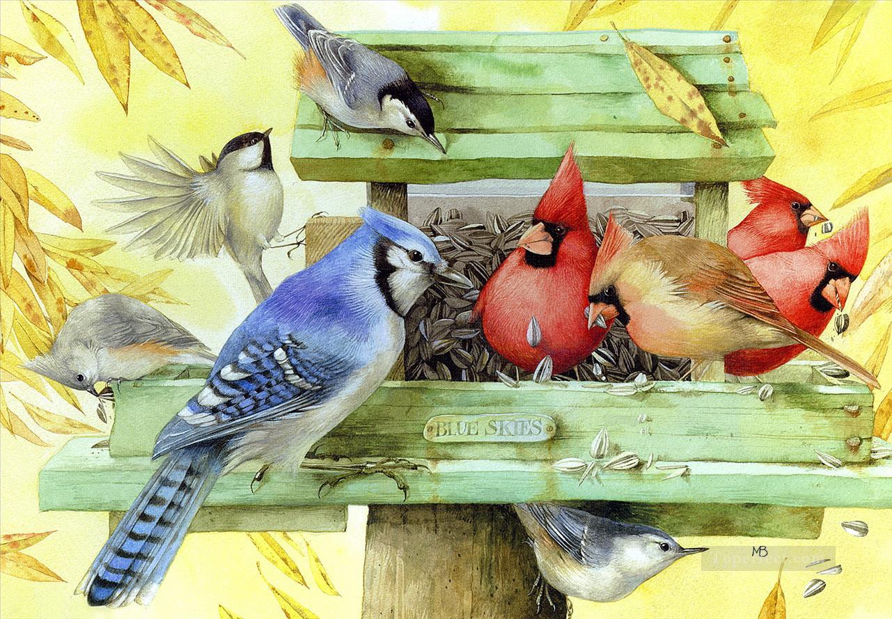 perroquets manger des oiseaux Sunflowerseeds Peintures à l'huile